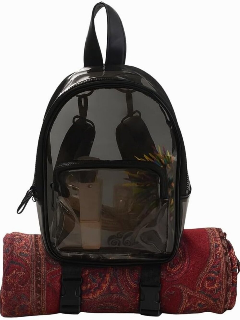 Anti-Theft Mini Clear Backpack - Convertible Crossbody Bag for Festivals & Raves
